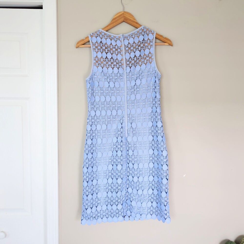 Lauren Ralph Lauren Blue Geometric Lace Sheath Dress 2 Wedding Guest Cocktail - Picture 3 of 6